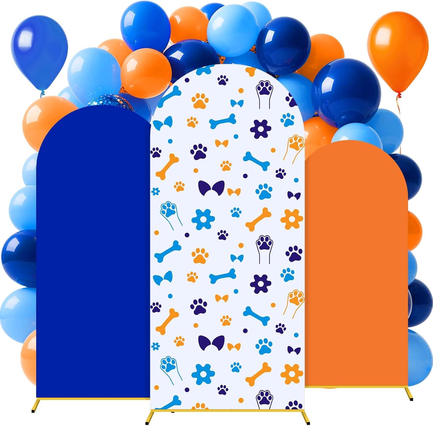 3 Pcs Blue Arch Backdrop Cover Set for Dog Birthday Parties