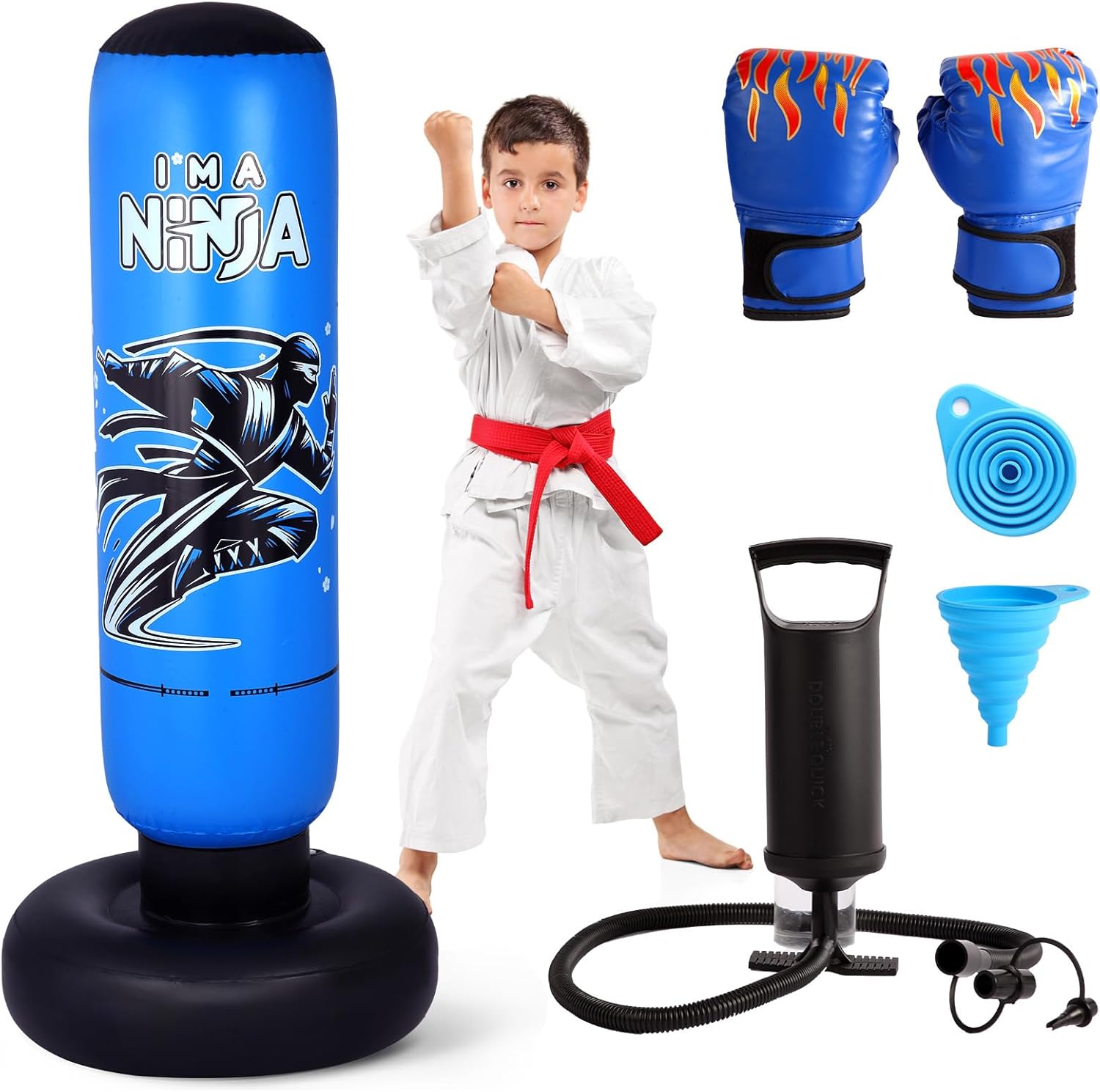66 Inch Kids Punching Bag with Gloves for Taekwondo and MMA