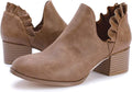 Fashare Womens Fall Cutout Booties Ankle Heels - Stylish Low Stacked 0