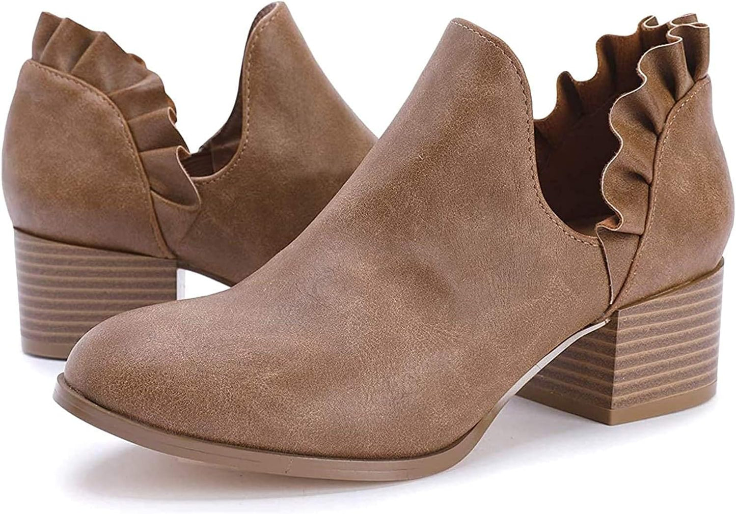 Fashare Womens Fall Cutout Booties Stylish Ankle Heels Shoes