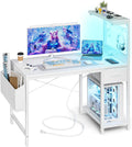 Grandder Gaming Desk 47 in with Power Outlet and LED Light - Compact