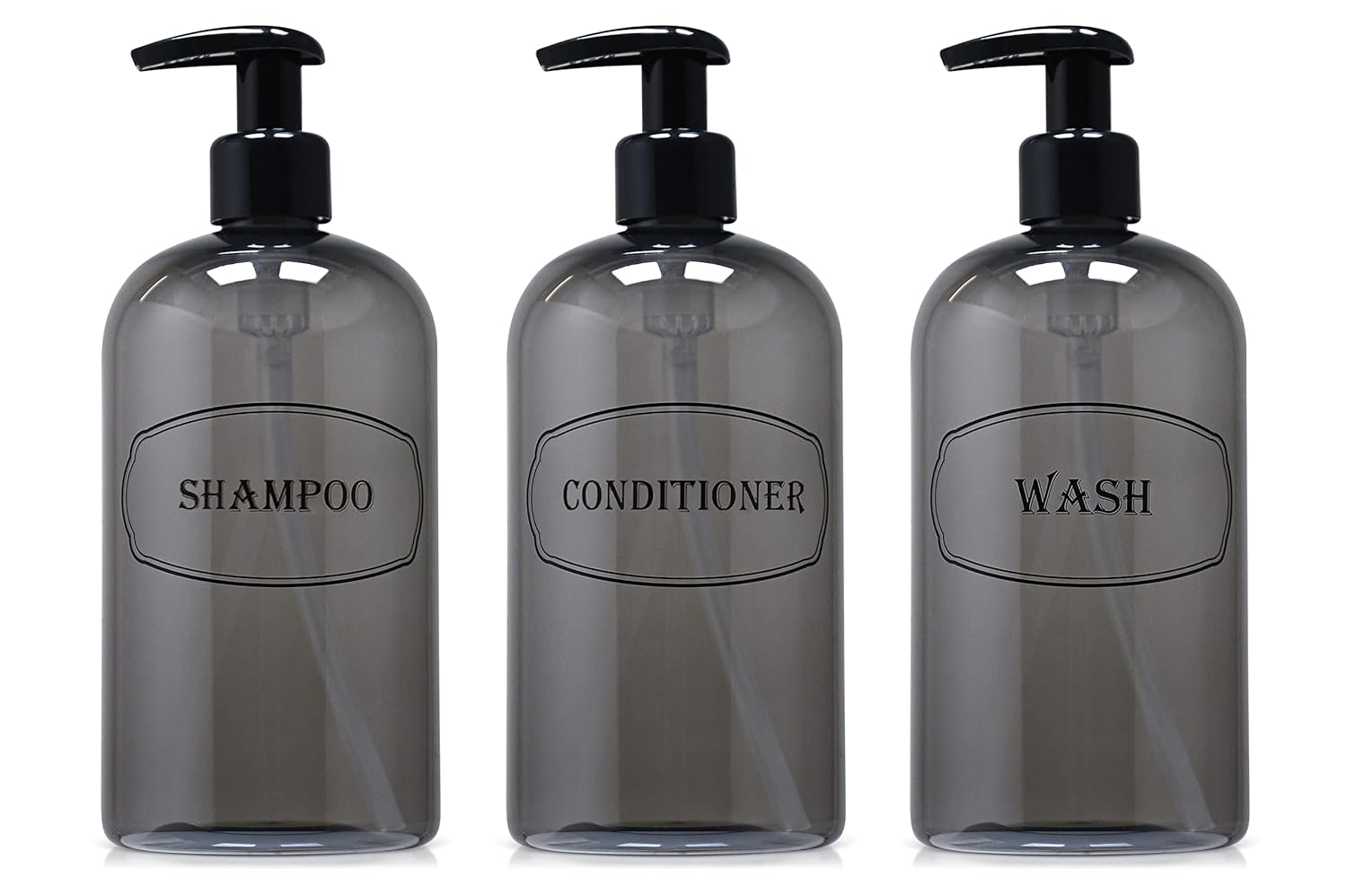 Bottiful Home 16oz Grey Shower Dispensers - Refillable & Drip-Free!
