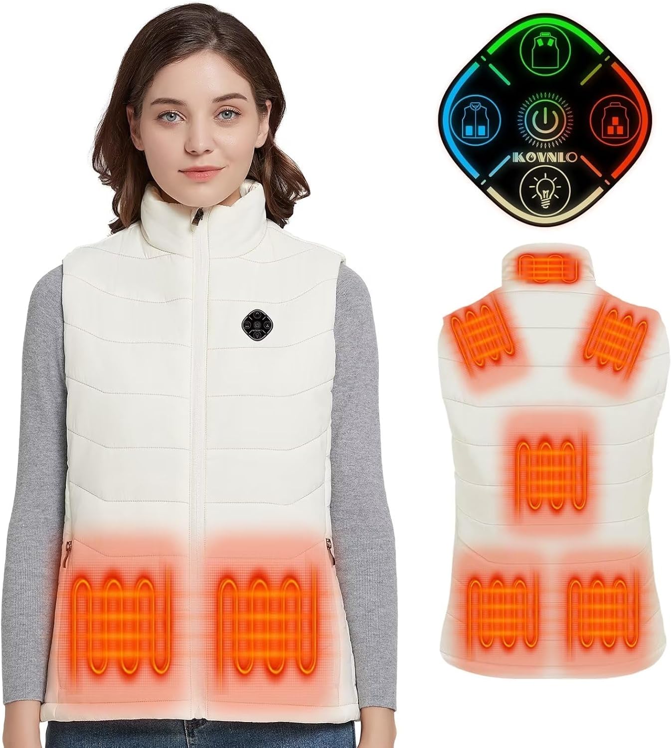 KOVNLO Heated Vest for Women with Smart Controller and Lights-out