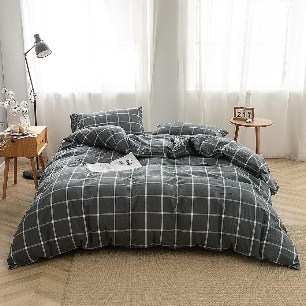 FACE TWO FACE King Size Duvet Cover Set in Light Gray Soft Cotton