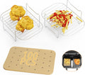 Air Fryer Rack Set with 100 Parchment Liners - Double Basket Upgrade