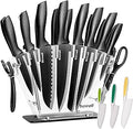 TICWELL Knife Set 23-Piece German Stainless Block Set - Sleek Black