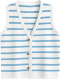 LILLUSORY Vest Tops for Women Striped Sweater Vest - Versatile Fall