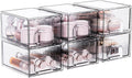 Clear Stackable Storage Drawer Organizer - Compact 6 Pack for Vanity