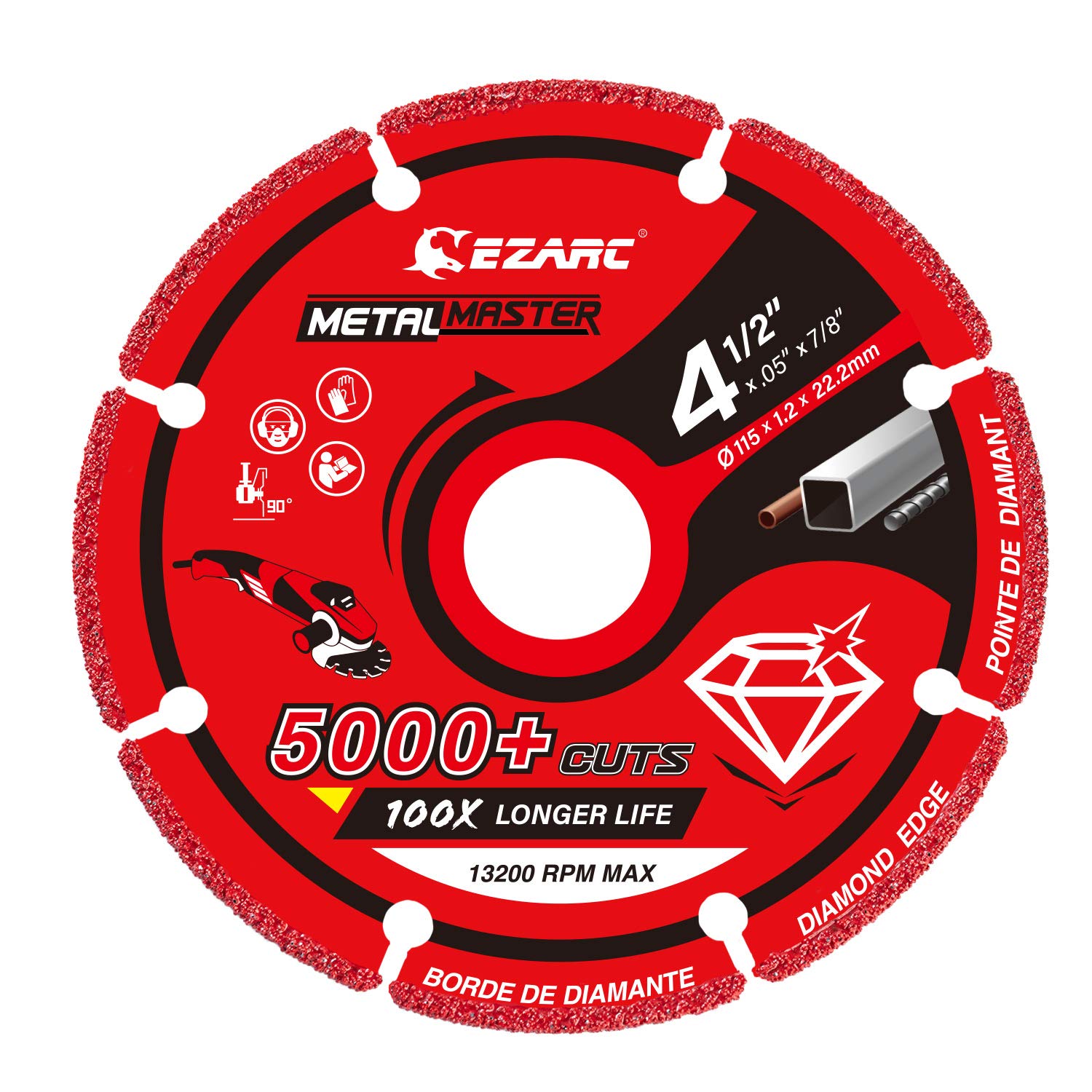 Long-Lasting EZARC 4.5 Diamond Cut Off Wheel - 5000+ Cuts!