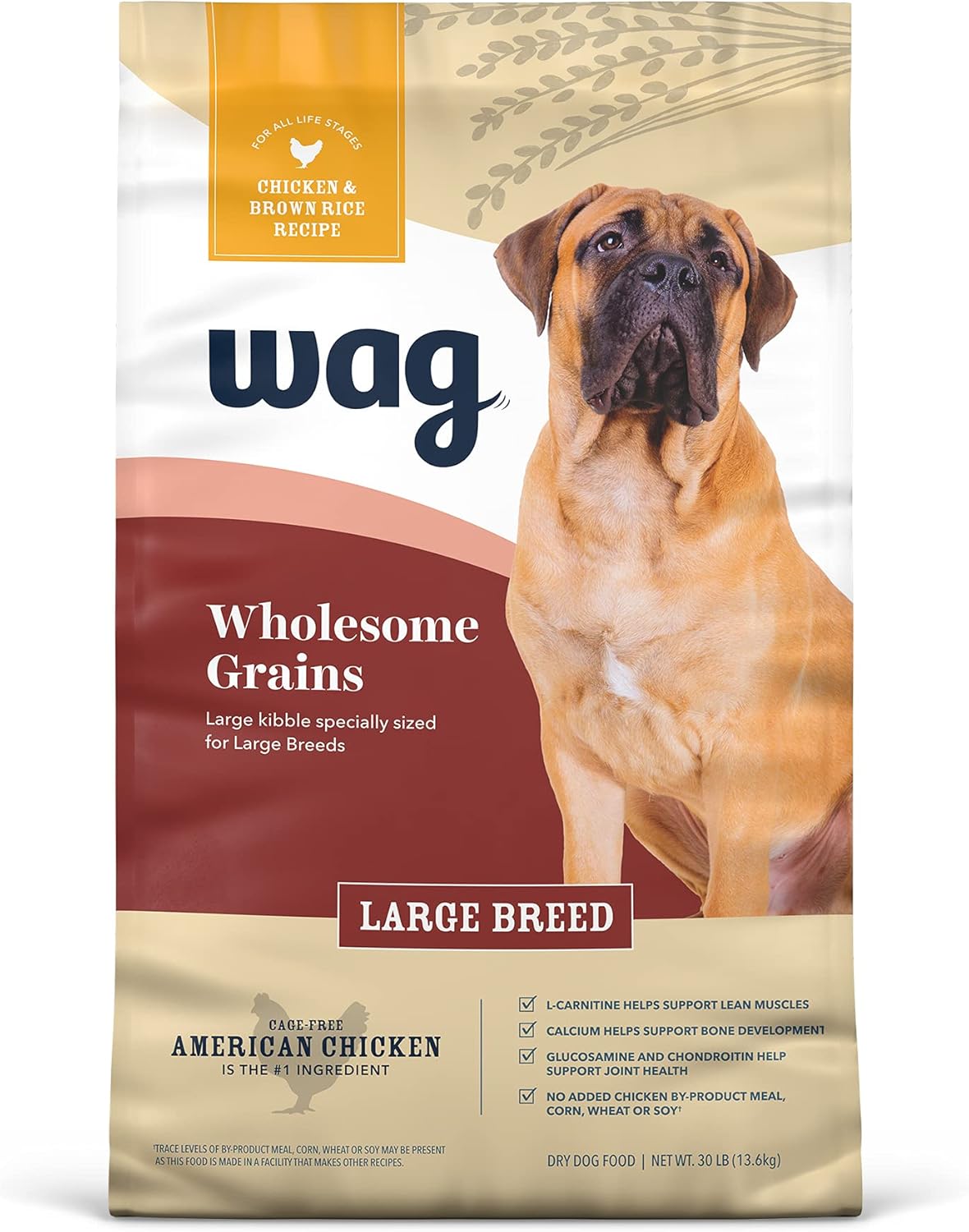 Wag Large Breed Dry Dog Food with Chicken and Brown Rice 30 lb