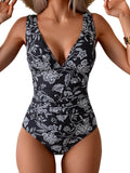 One Piece Swimsuit for Women Tummy Control Plunge V Neck (Style JFTP)