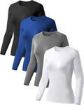 TELALEO Women's Compression Shirt Long Sleeve - 4 Pack Performance fit
