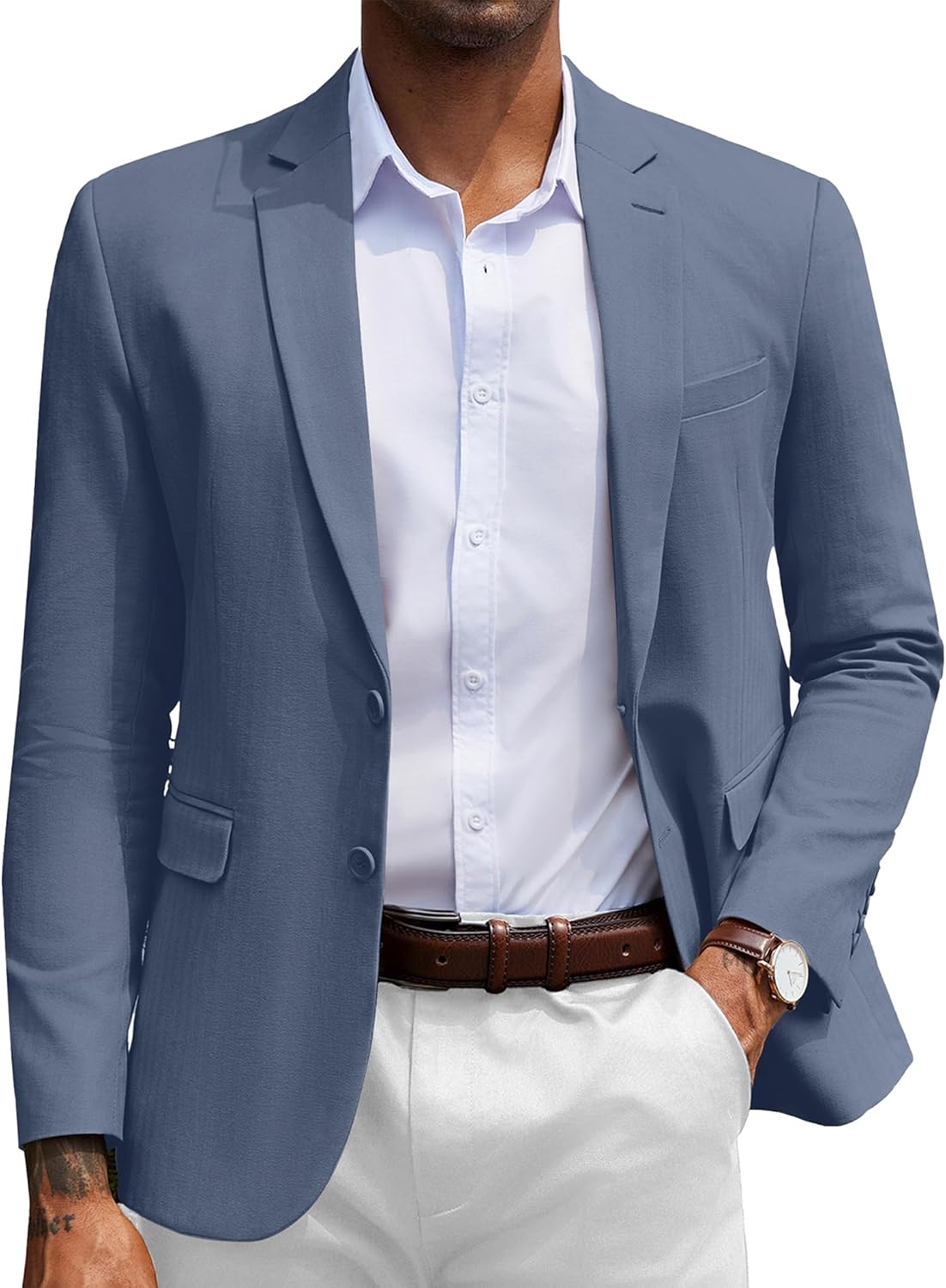 COOFANDY Men's Herringbone Blazer Slim Fit Cotton Sport Coat