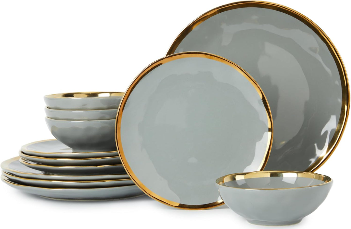 Porcelain Luxury Dinnerware Sets for 4 with Gold Trim Design