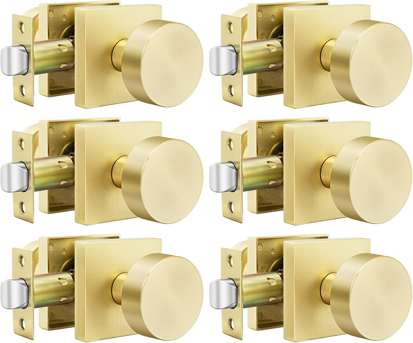 goldenwarm Gold Door Knobs - Stylish Brushed Gold Passage Knobs