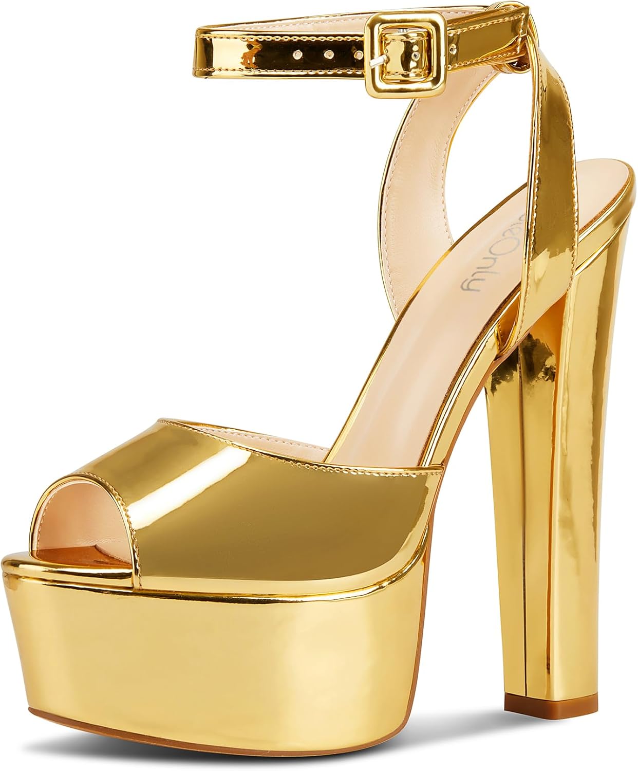NobleOnly Womens High Block Platform Heel Peep Toe Sandals