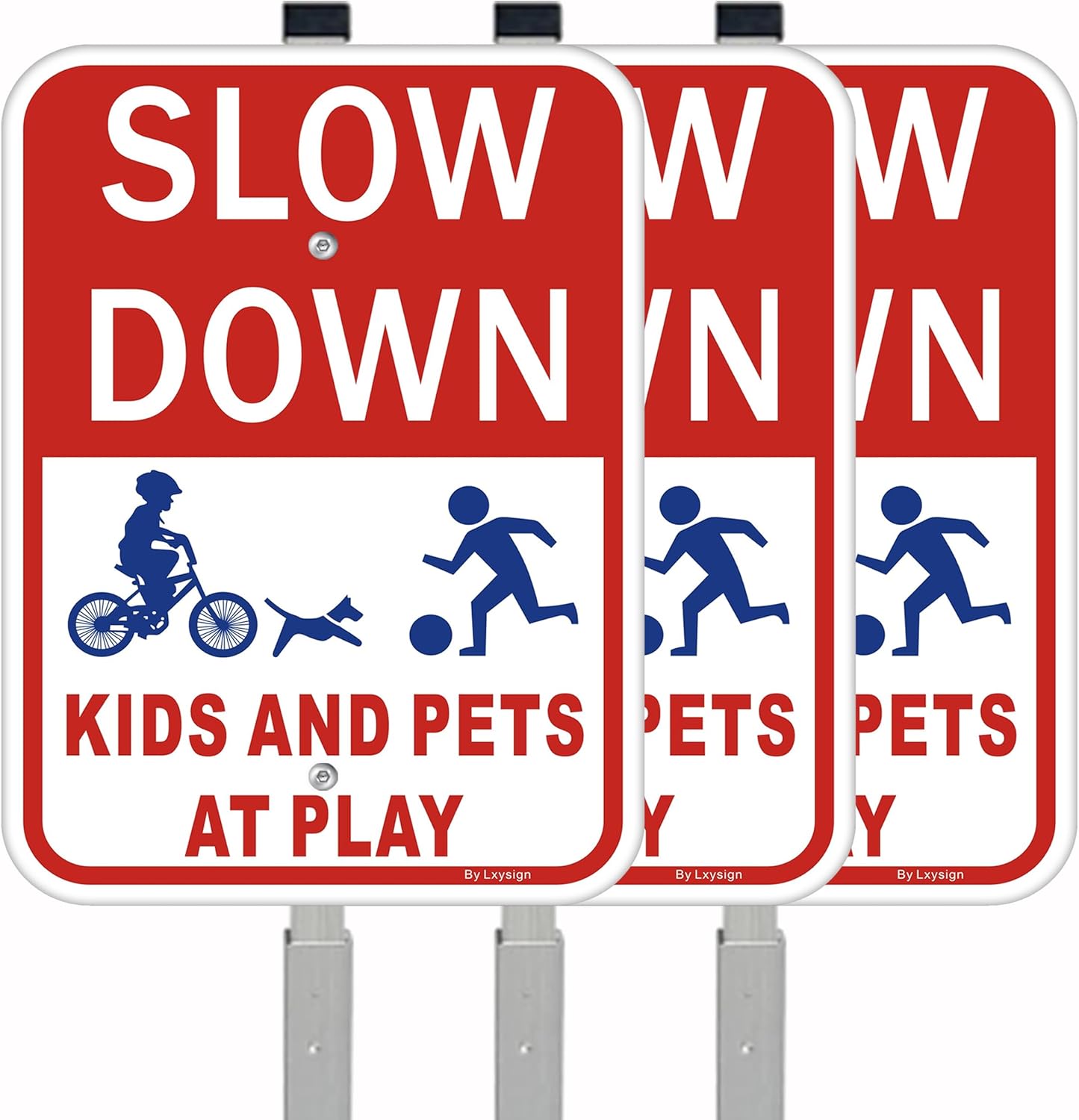 Slow Down Signs for Street with Stake - Kids Playing Sign 36in