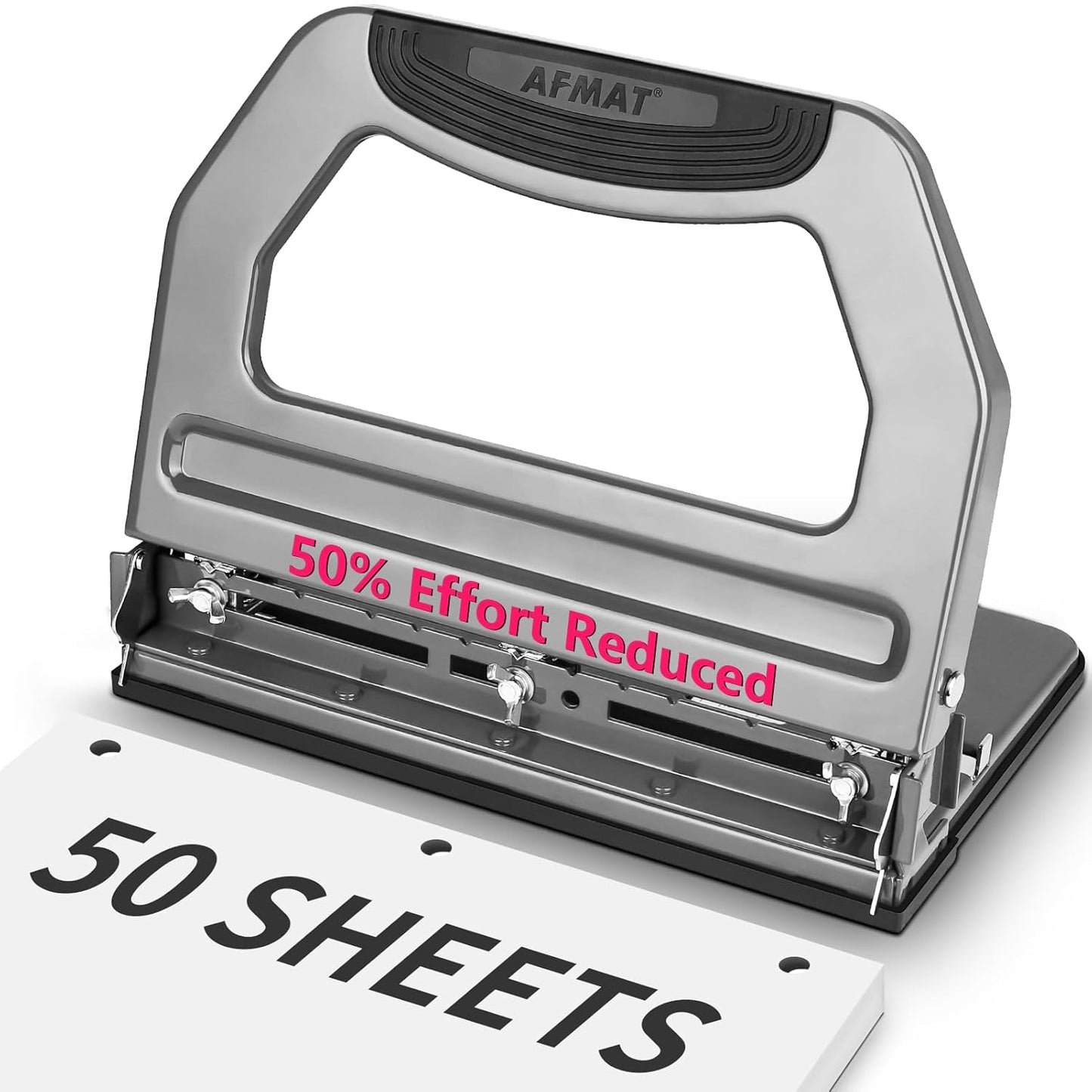 AFMAT Heavy Duty 3 Hole Punch for Effortless Paper Punching