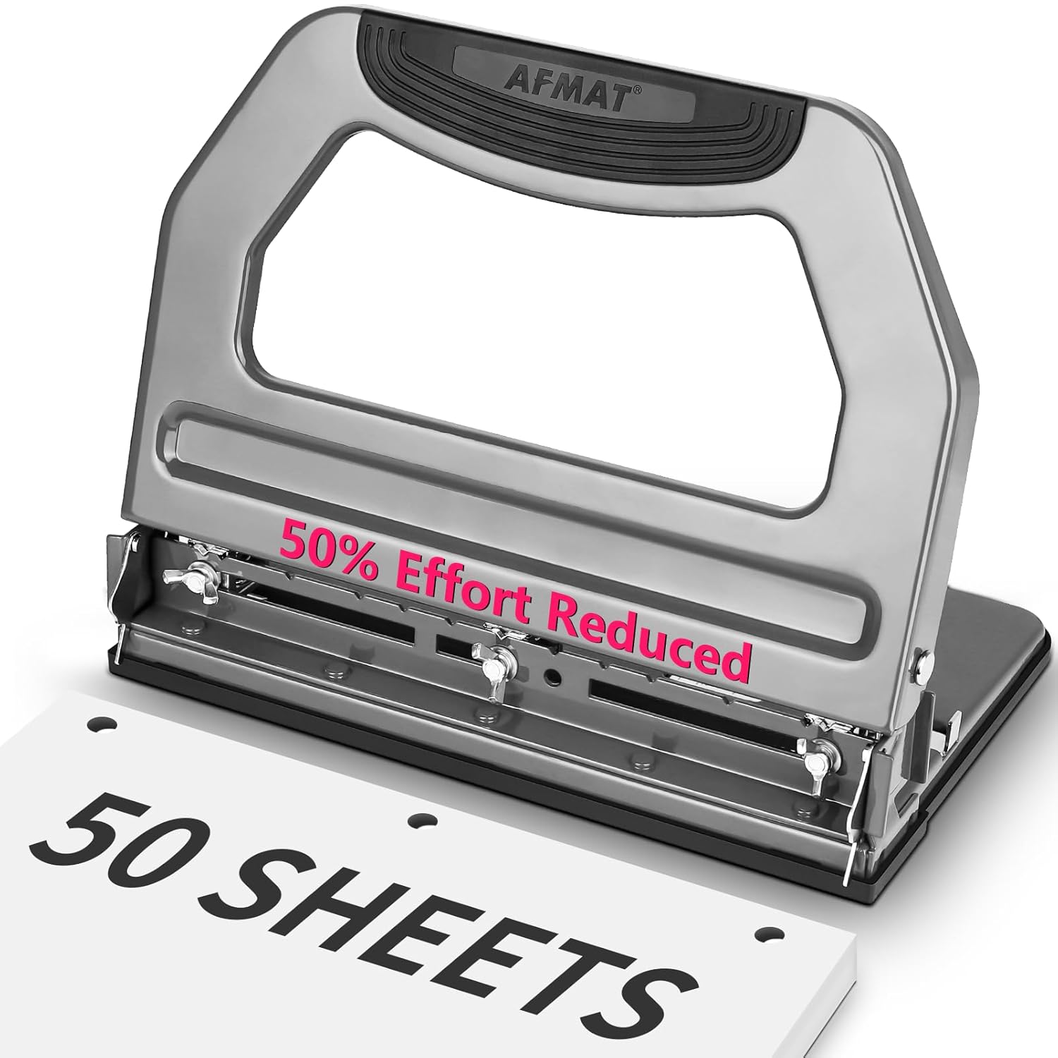 AFMAT Heavy Duty 3 Hole Punch for Effortless Paper Punching