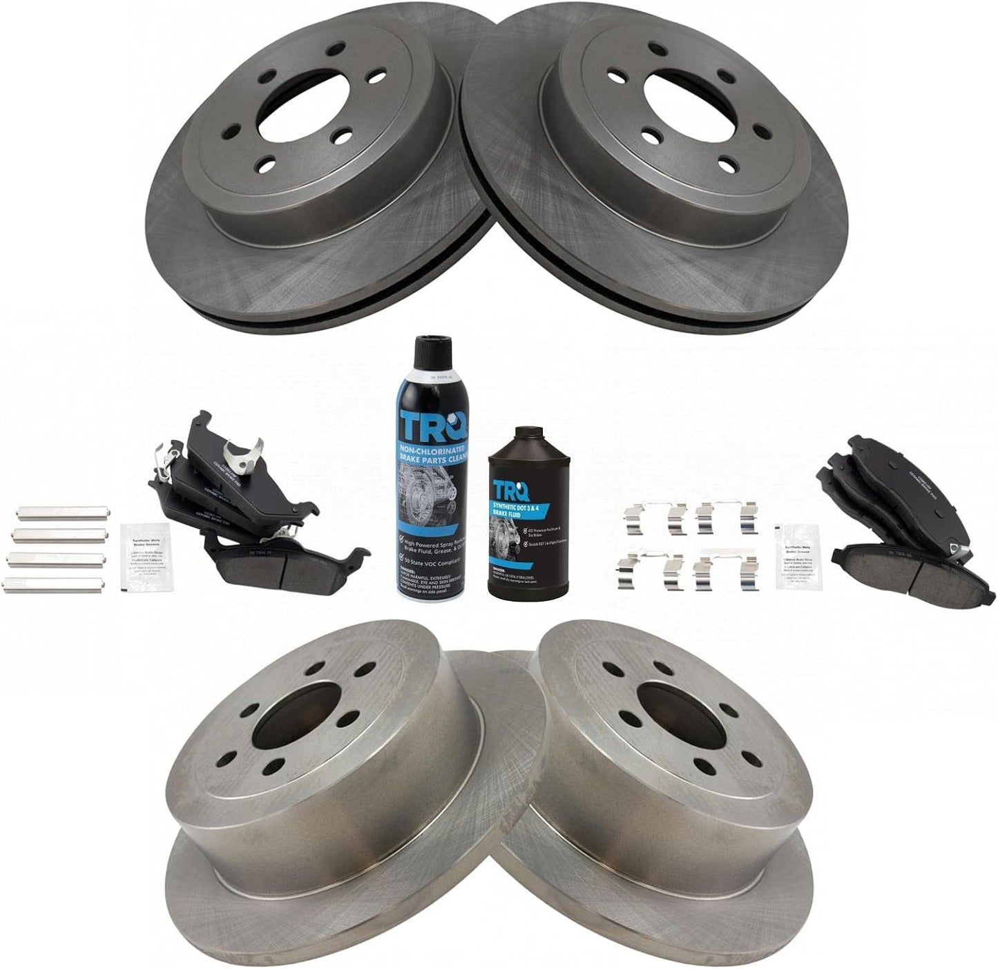 TRQ Brake Pad & Rotor Kit for 2003-2004 Dodge Dakota Vehicles