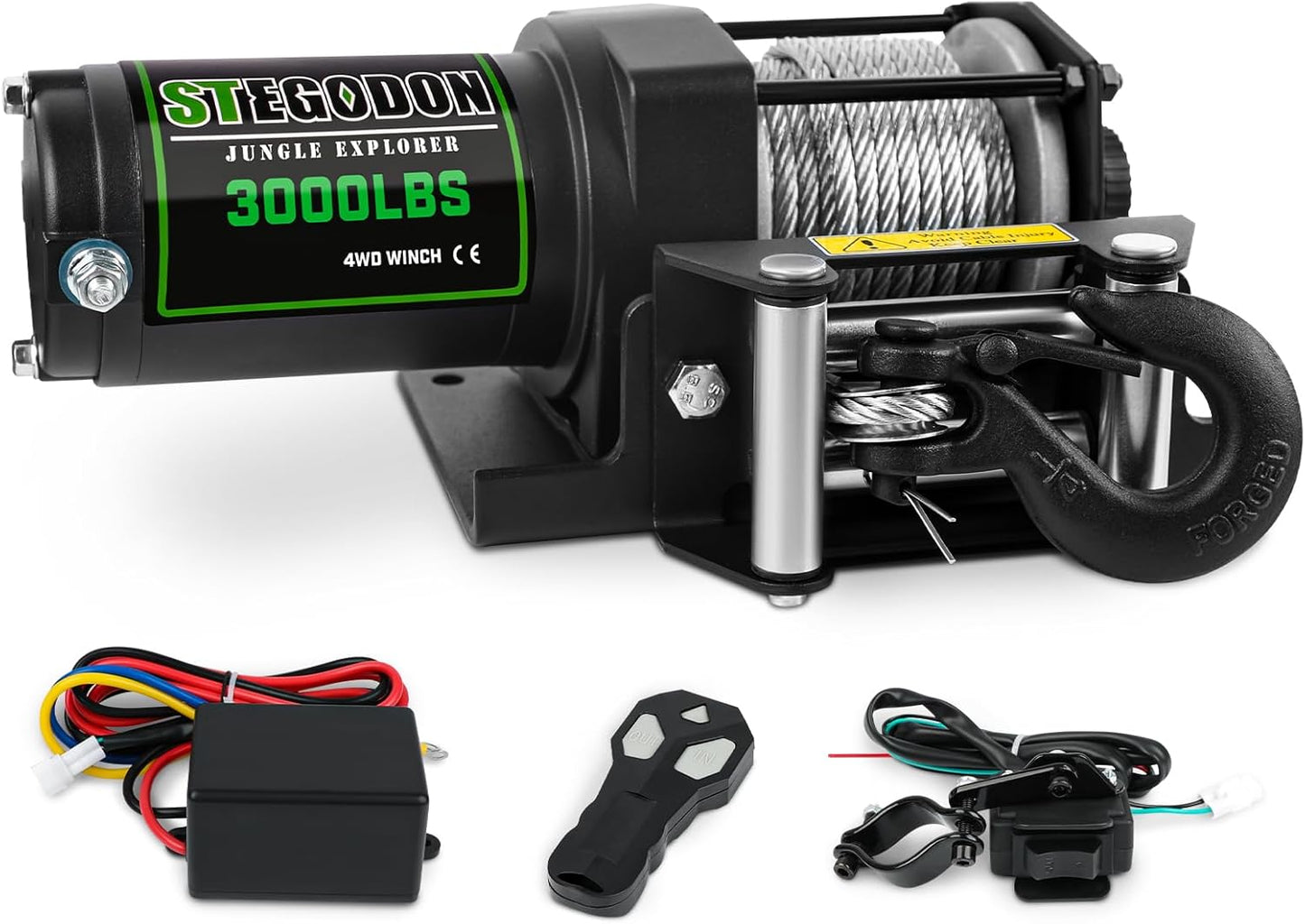 3000lb ATV Winch with Wireless Remote and Manual Switch