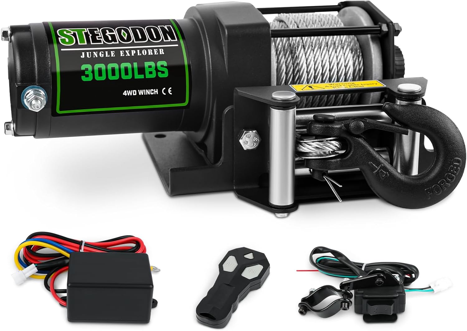 3000lb ATV Winch with Wireless Remote and Manual Switch