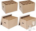 4 Pack Wine Glass Moving Boxes with Handle and Lid - Secure Packing