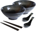 40 oz Ceramic Ramen Bowl Set of 2 - Large Japanese Style Soup Bowls