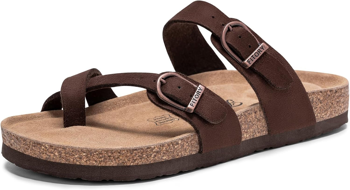 FITORY Women's Slide Sandals with Soft Cork Footbed for Comfort