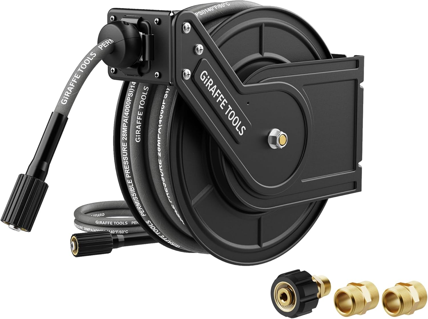 Giraffe Tools 60ft Pressure Washer Hose Reel for Easy Use