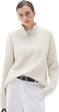 SUUKSESS Women Cashmere Oversized Quarter Zip Pullover - Soft Warm Fit
