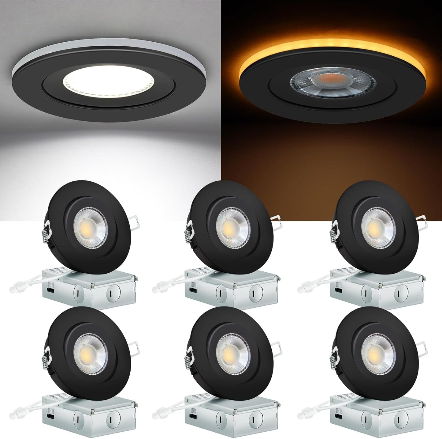Black Recessed Lights with Night Light Feature for Home Use