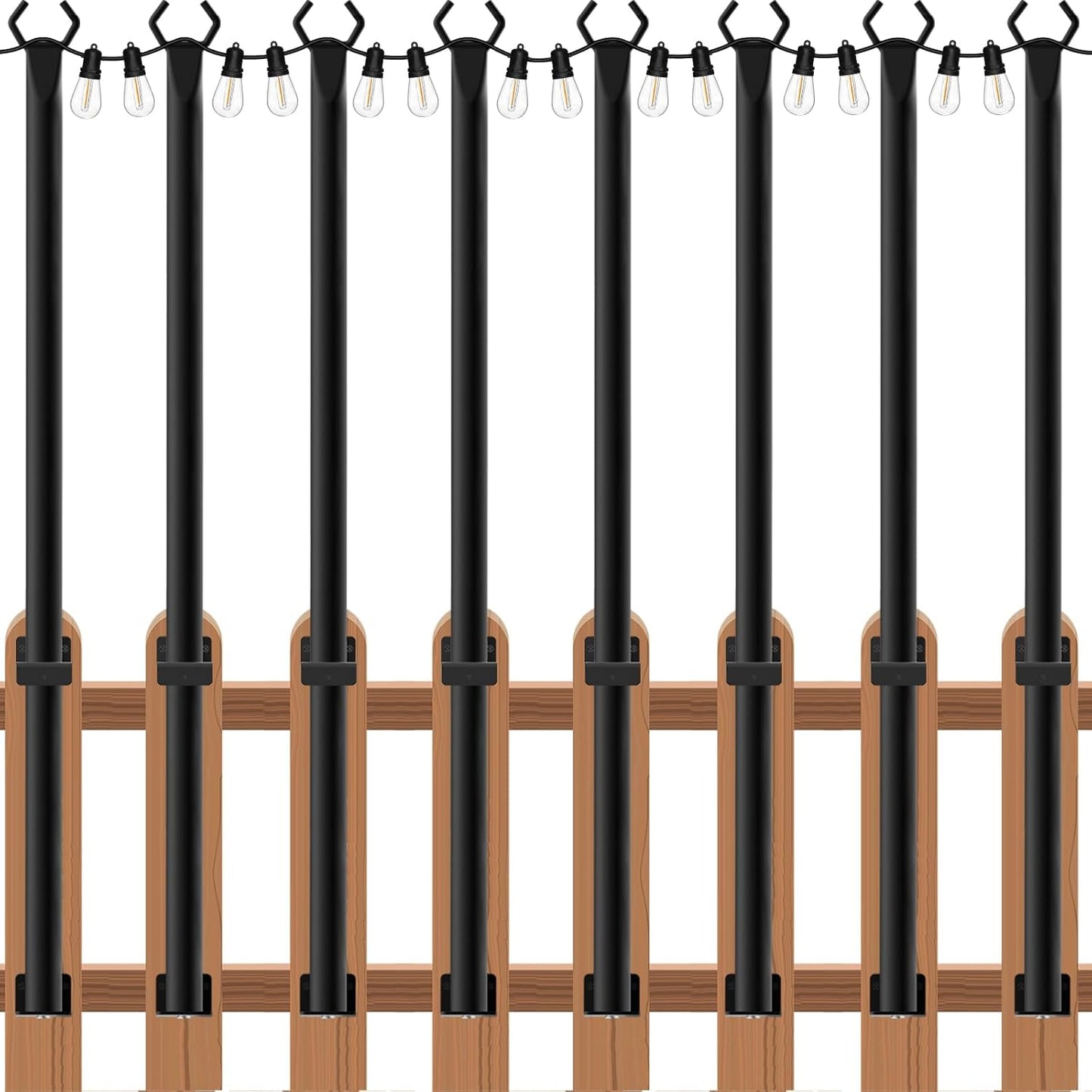 String Light Poles for Outdoor Use - 8 Pack 5FT Metal Stands