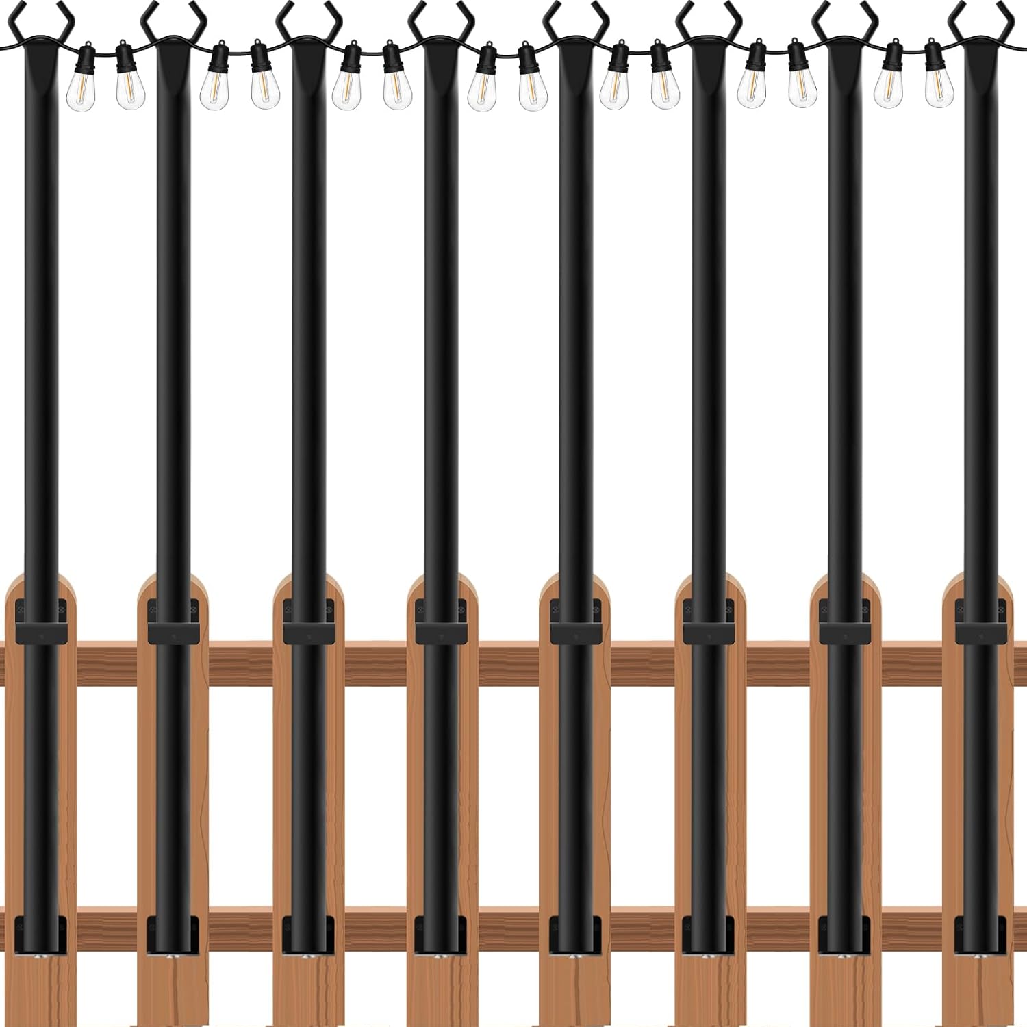 String Light Poles for Outdoor Use - 8 Pack 5FT Metal Stands