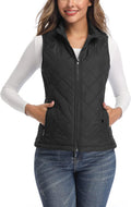 LONGKING Women's Vest Stand Collar Quilted Vest - Lightweight Layering