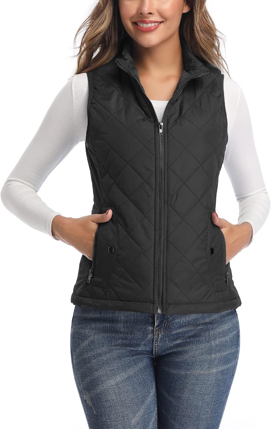 LONGKING Women's Lightweight Zip Quilted Vest for Comfort & Style