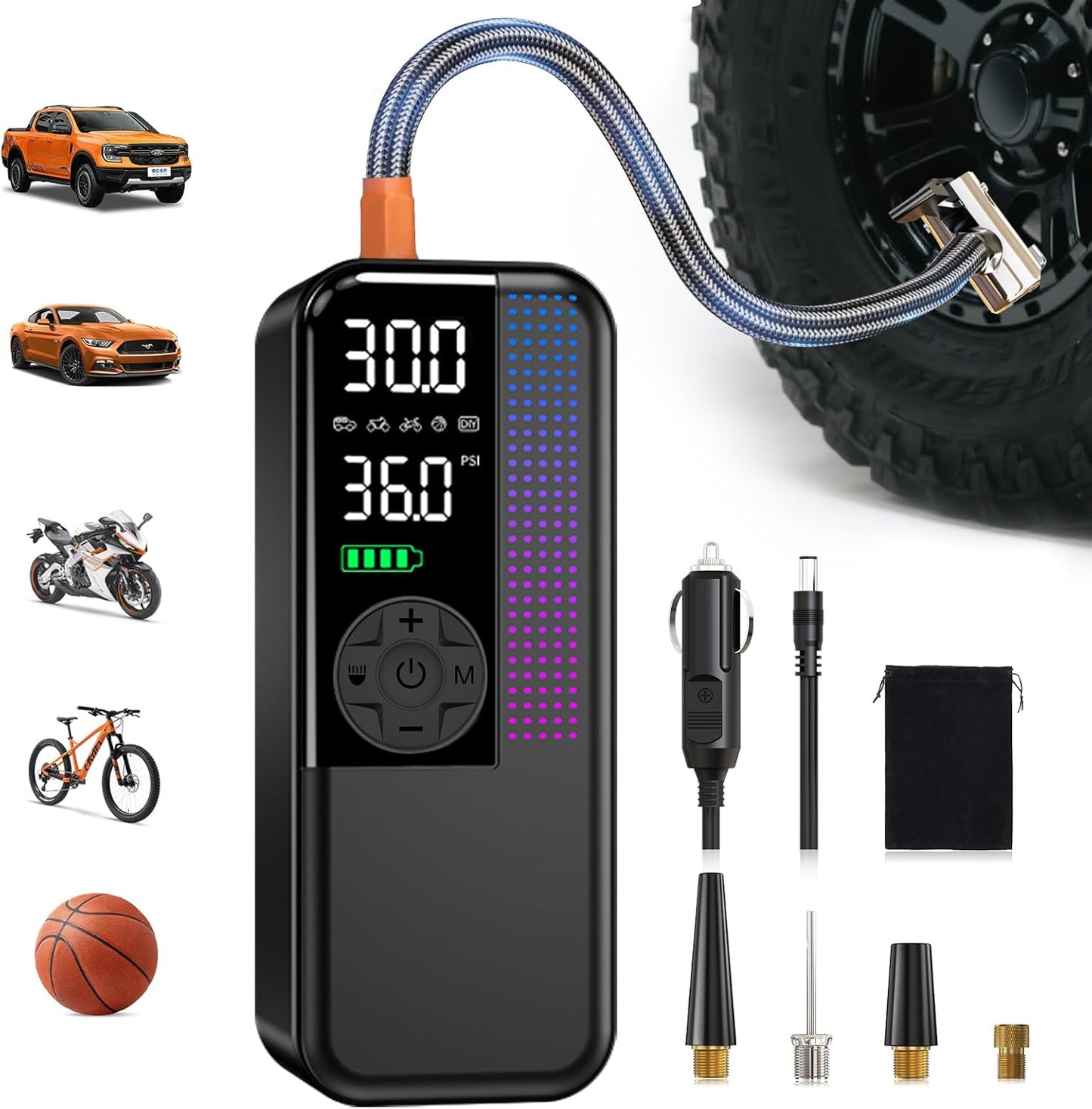 Portable Tire Inflator Air Compressor with Smart Features