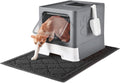 Cat Litter Box with X-Large Litter Mat and Scoop - Enclosed Foldable