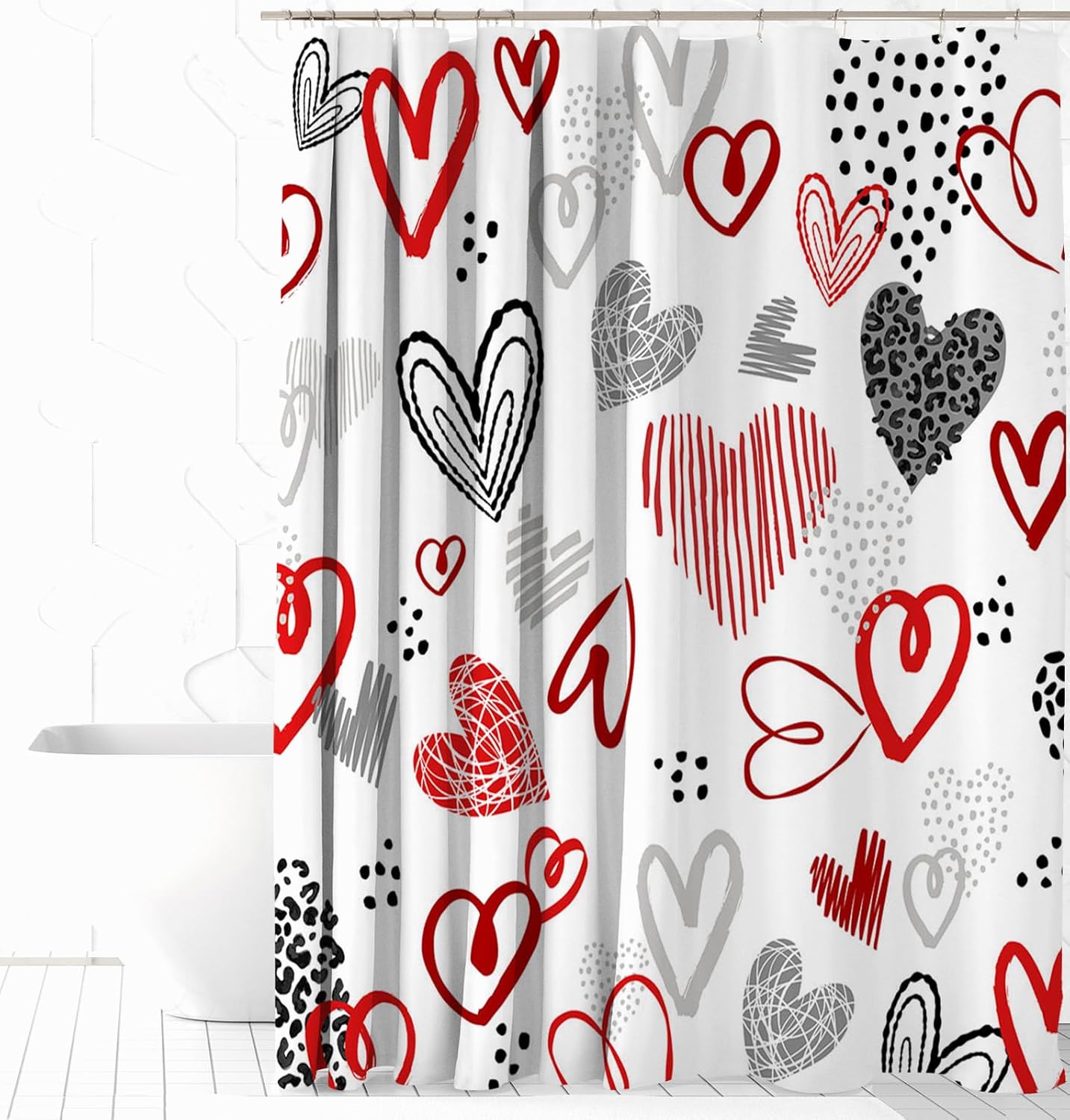 Valentine's Heart Shower Curtain Set