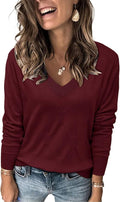 Arach&Cloz V Neck Long Sleeve Pullover Sweater - Cozy Fall Staple