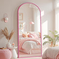 Full Length Mirror with Stand 58in x 18in Arched Pink - Freestanding