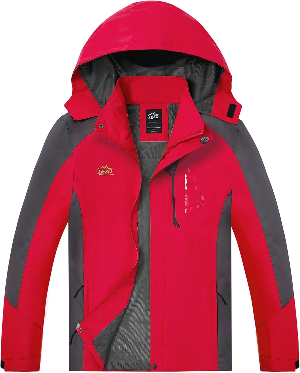 TEZO Mens Rain Jacket Waterproof Lightweight Windbreaker for Hiking