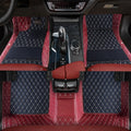 Luxury Leather Car Floor Mats Custom Full Coverage - Wine red+Black