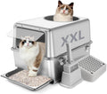 Stainless Steel Litter Box with Pull-Out Drawer - Easy Clean Enclosed