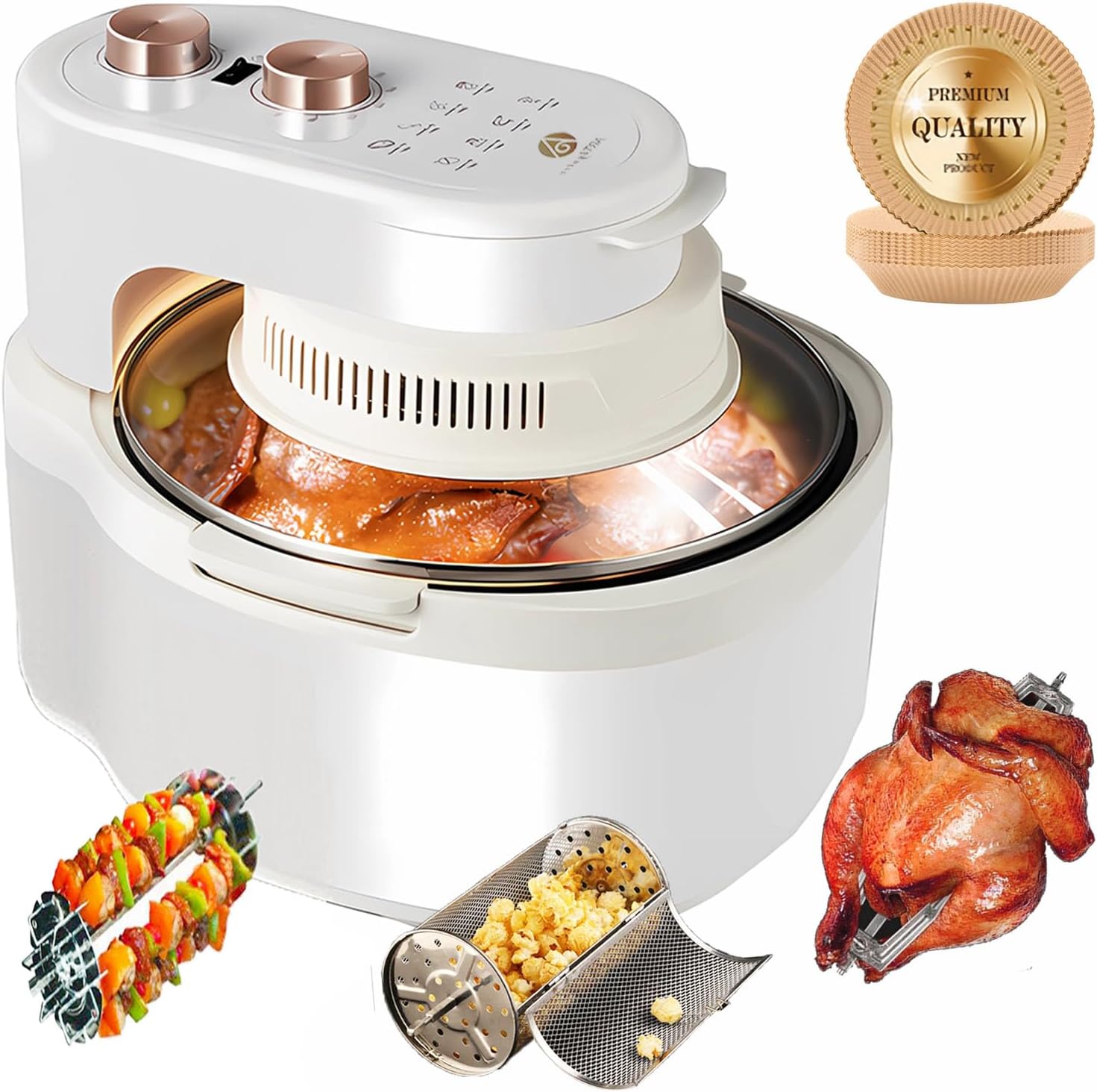 8 Qt Glass Air Fryer - Even Heating, No Smell