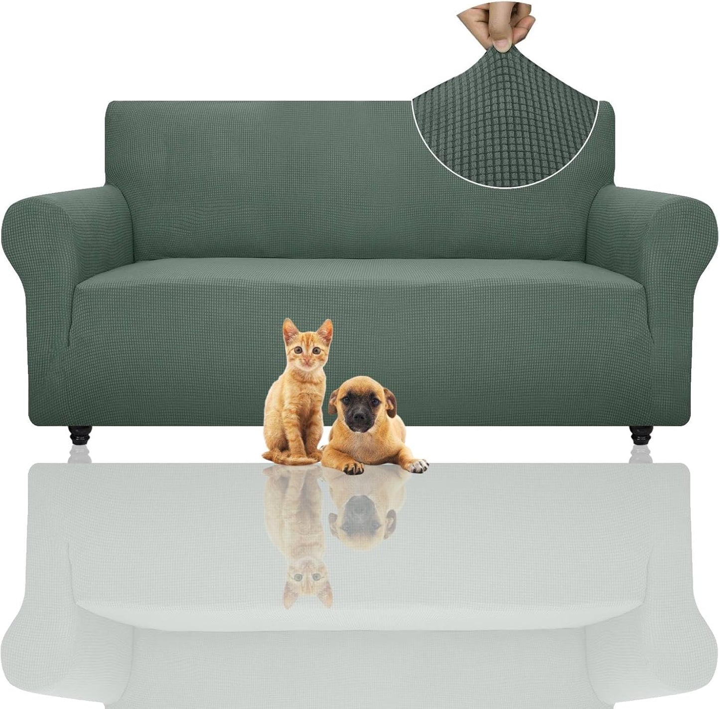 Super Stretch Couch Cover for Pets with Elastic Bottom - Pea Green