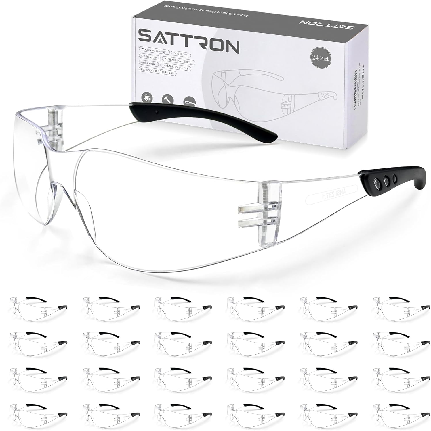 Clear Safety Glasses 24PK for Impact Resistant Eye Protection