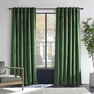 Topfinel Emerald Green Velvet Curtains for Elegant Home Decor