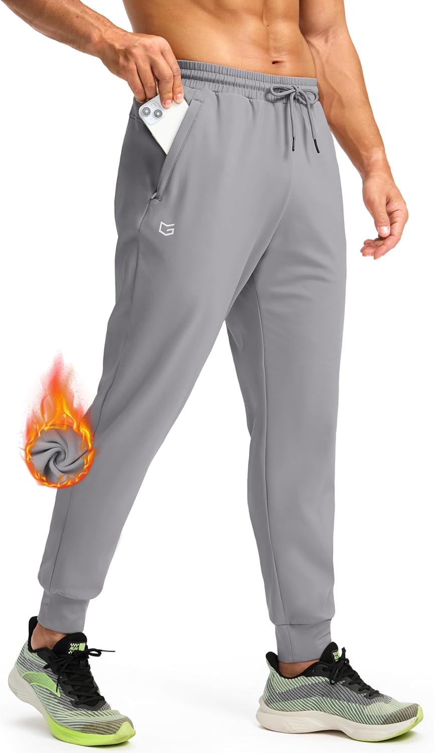G Gradual Men's Fleece Joggers with Zipper Pockets for Winter