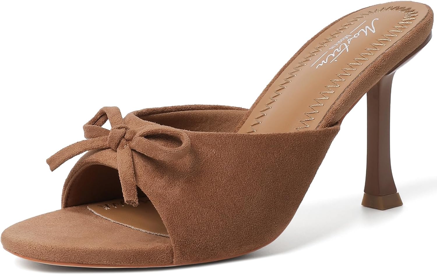 Mostrin Kitten Heels for Women: Stylish Brown Suede Mules